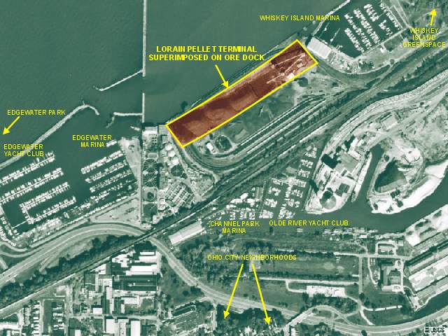 Pellet Terminal superimposed upon ore dock